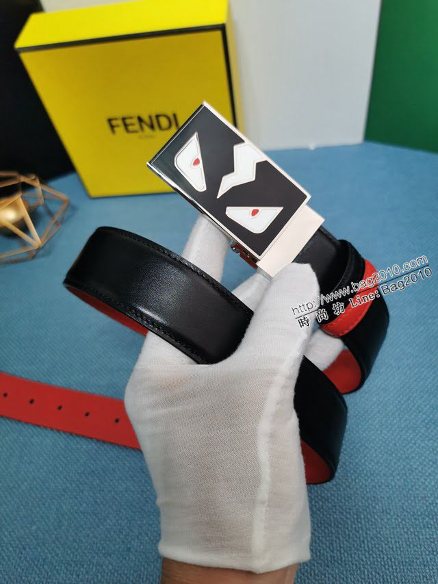 FENDI腰帶 芬迪閃電琺瑯扣怪獸雙面牛皮腰帶  jjp1579